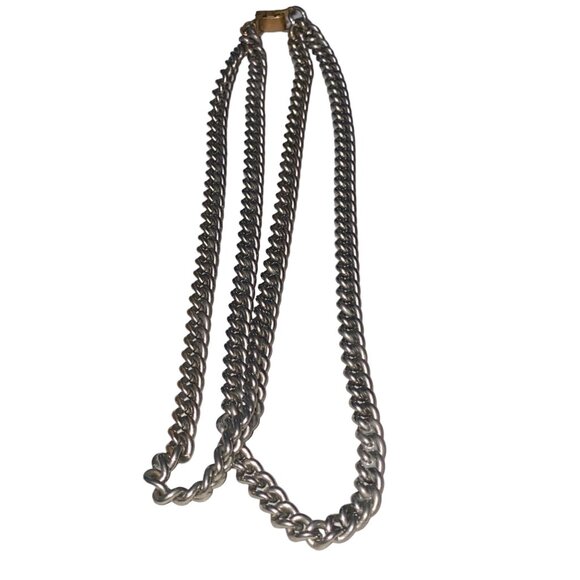 Silver Double Chain Necklace 16” Vintage - Picture 1 of 3